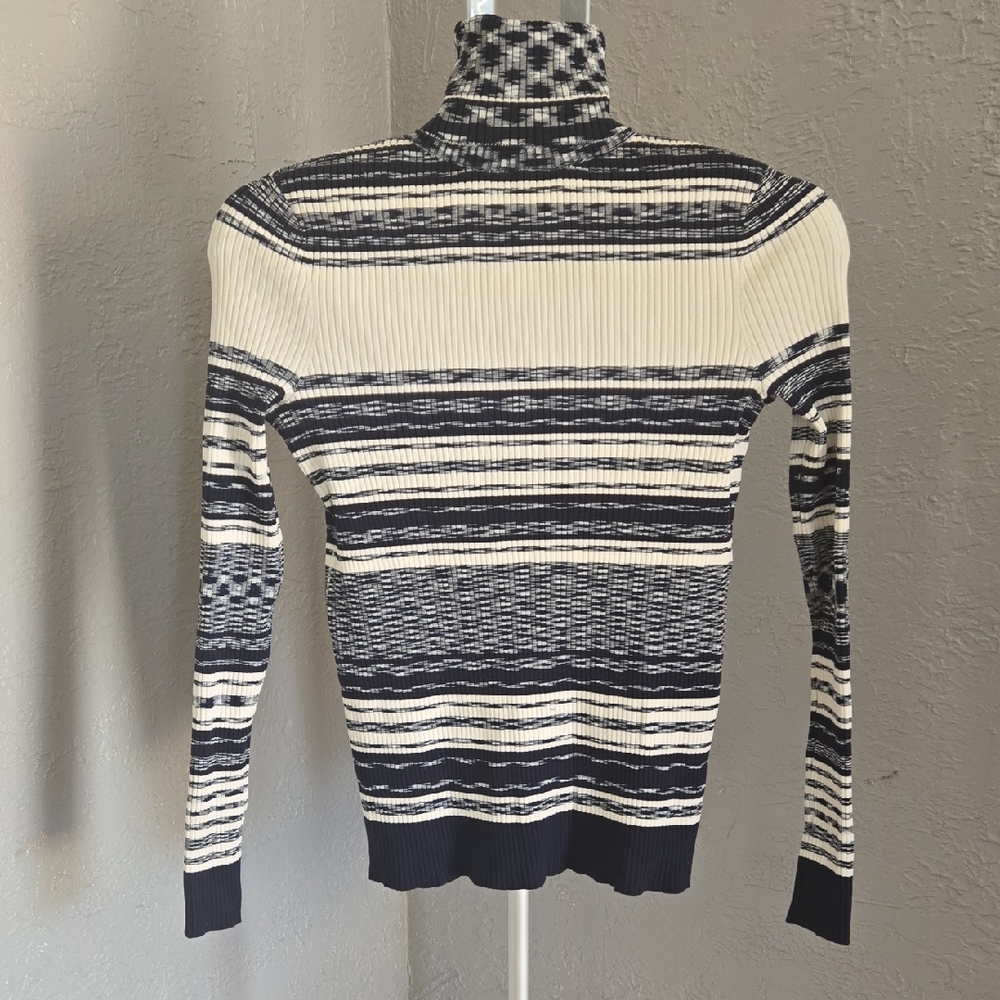 Striped Turtleneck Sweater Cabincore Cozy